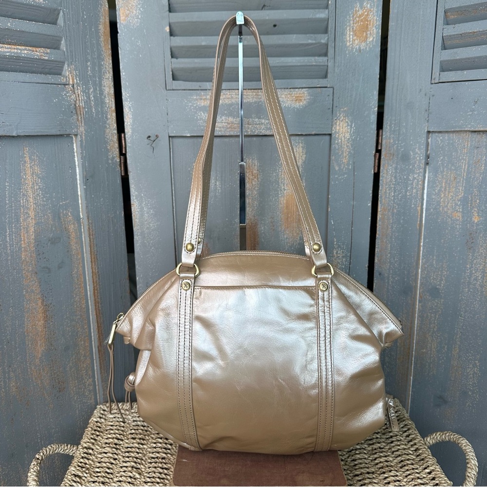 HOBO Flourish Metallic Leather Satchel Shoulder Bag Gold NWOT